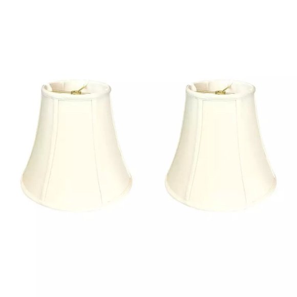 2 Ivory Bell Lamp Shades Linen Silk 12x6x9.5" by Royal Designs Inc - Picture 2 of 7